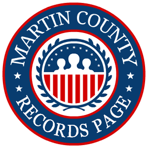 A round red, white, and blue logo with the words Martin County Records Page for the state of Florida.