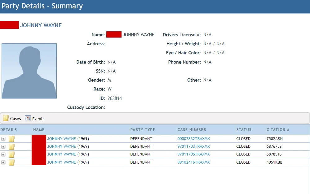 A screenshot of the search tool the user can use to obtain court documentation.